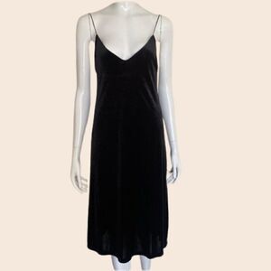 Zara Black Stretch Velvet Slip Dress Size Small